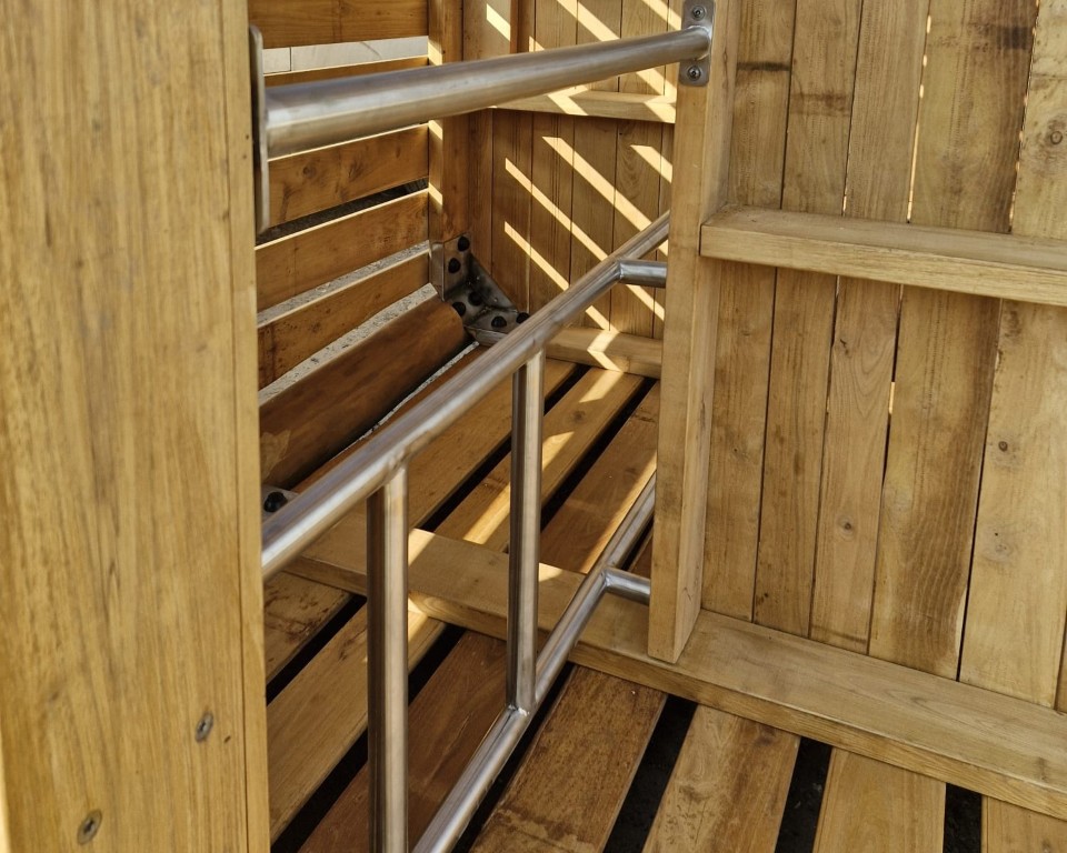 Inside of a playground tower unit, showcasing Dylan Group's stainless-steel fabrication work.